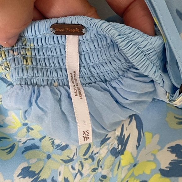 Free People Laura Printed Midi Floral Dress Size XS Blue Lined Strappy Open Back - Picture 13 of 16
